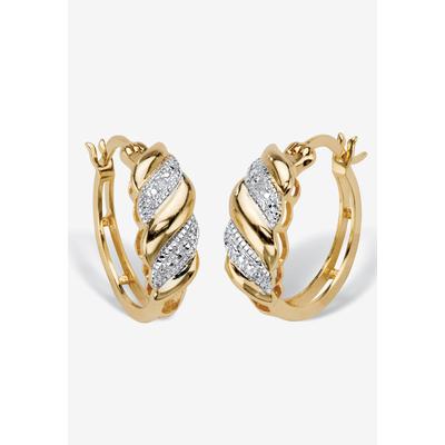Women's Yellow Gold-Plated S-Link Hoop Earrings (21Mm) Diamond Accent by PalmBeach Jewelry in Diamond