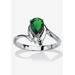 Women's Silvertone Simulated Pear Cut Birthstone And Round Crystal Ring Jewelry by PalmBeach Jewelry in Emerald (Size 10)