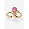 Women's Yellow Gold Plated Simulated Birthstone And Round Crystal Ring Jewelry by PalmBeach Jewelry in Pink Tourmaline (Size 10)
