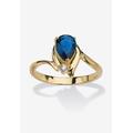 Women's Yellow Gold Plated Simulated Birthstone And Round Crystal Ring Jewelry by PalmBeach Jewelry in Sapphire (Size 7)