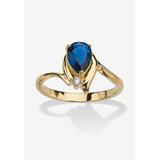 Women's Yellow Gold Plated Simulated Birthstone And Round Crystal Ring Jewelry by PalmBeach Jewelry in Sapphire (Size 7)