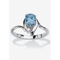Women's Silvertone Simulated Pear Cut Birthstone And Round Crystal Ring Jewelry by PalmBeach Jewelry in Aquamarine (Size 7)