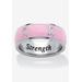 Women's Stainless Steel And Pink Enamel Breast Cancer Awareness Ribbon "Serenity Courage Strength" Inscribed by PalmBeach Jewelry in White (Size 8)