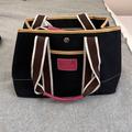 Coach Bags | Coach Nylon Tote Bag. With Pink Trim. | Color: Black | Size: 15in Wide By 9 In High