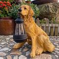 Golden Retriever Outdoor Statue with Solar Lights, Home Garden Decoration Windproof Lamp, Realistic Dog Figurine Decor, Dog Garden Statues with Solar Lantern