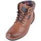 ABSOLUTE FOOTWEAR Mens Smooth Faux Leather Lace Up Smart Casual Chelsea Ankle Boots with Checked Lining - Brown - UK 8 / EU 42