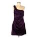 As U Wish Cocktail Dress - Party One Shoulder Sleeveless: Purple Print Dresses - Women's Size 9