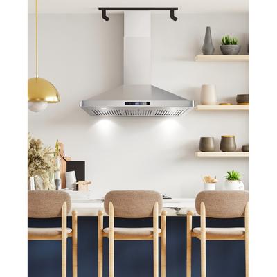 Cosmo Ducted Wall Mount Range Hood with Permanent Filters, Soft Touch Digital Controls, LED Lights in Stainless Steel
