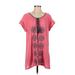 Misslook Casual Dress - Shift Tie Neck Short sleeves: Pink Dresses - Women's Size Small