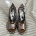 Jessica Simpson Shoes | Jessica Simpson Women’s Silver Newport Peep Toe Heels Size 7 | Color: Purple/Silver | Size: 7