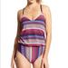 Athleta Swim | Athleta Capri Stripe Blousy Tankini Size 32 B/C | Color: Tan | Size: M