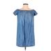 Cloth & Stone Casual Dress - Shift: Blue Print Dresses - Women's Size X-Small