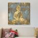East Urban Home 'Meditating Buddha' Painting Print on Wrapped Canvas Paper, Cotton in Gray | 37 H x 37 W x 1.5 D in | Wayfair