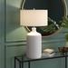 Everly Quinn Sloane 29" Tall Ceramic Table Lamp w/ Fabric Shade In Matte/Ceramic in White | 29 H x 16 W x 16 D in | Wayfair