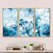 Wrought Studio™ Blue & White Liquid Art Waves XI - Modern Framed Canvas Wall Art Set Of 3 Canvas, Wood in Blue/White | 28 H x 36 W x 1 D in | Wayfair