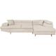 Canapé d'angle droit convertible rio Scandinave avec coffre en tissu - Beige, Pieds bois - Beige