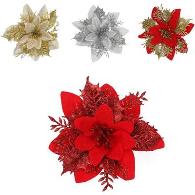 Galozzoit - 12pcs fleur de simulation de Noël, fleur de Noël poinsettia, fleur de Noël, décoration