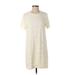 Mi ami Casual Dress - Shift: Ivory Solid Dresses - Women's Size Small