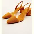 Zara Shoes | Heeled Slingback Vinyl Shoe | Color: Brown/Cream | Size: 7.5