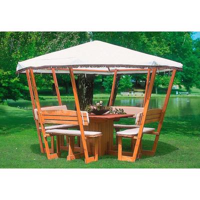 Holzpavillon PROMADINO "Rosenheim", weiß, B/H/T: 304cm x 213cm x 304cm, Pavillons, BxT: 304x304 cm, inkl. Sitzgruppe Image