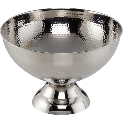 Wein- und Sektkühler SOLEX Eiskübel silberfarben (edelstahlfarben) Flaschenkühler Baraccessoires Weinaccessoires Hammerschlag-Optik, Edelstahl, Ø 39 cm