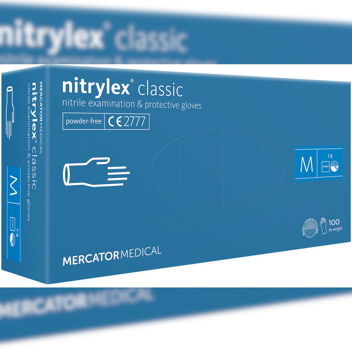 Nitrilhandschuhe blau, nitrylex® classic blue, Mercator - Größe M - 10x100 Stück Image
