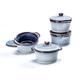 Mini Cocotte, Stoneware Ramekins with Lid and Handles, Casserole Oven Safe Dish Set of 4 for Soup, Creme Brulee and Souffle, Oven Safe, Ramekins Bowls - Blue