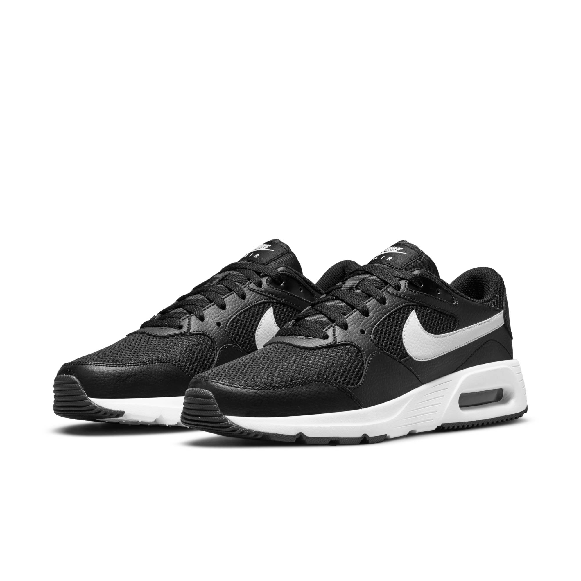 Sneaker NIKE SPORTSWEAR "AIR MAX SC", Damen, Gr. 44,5, schwarz-weiß (schwarz, weiß, schwarz), Leder, Textil, kontrastfarbene Details, unifarben, Schuhe Sneaker