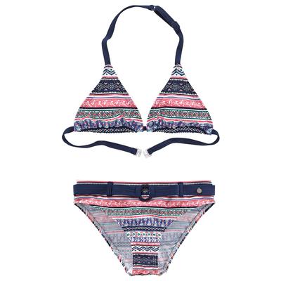 Triangel-Bikini S.OLIVER "Barcelona Kids", Kinder, Gr. 146/152, N-Gr, bunt (blau, rosé, gestreift), Polyamid, Colorblocking, Bikini-Sets, im frechen Streifen-Look Image