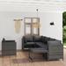 vidaXL Patio Lounge Set with Cushions Poly Rattan Gray - 23.6" x 23.6" x 23.6"