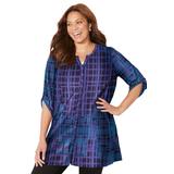 Plus Size Women's UPTOWN TUNIC BLOUSE by Catherines in Purple Abstract Plaid (Size 3XWP)