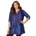 Plus Size Women's UPTOWN TUNIC BLOUSE by Catherines in Purple Abstract Plaid (Size 3XWP)