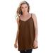 Plus Size Women's V-Neck Cami by Roaman's in Chocolate (Size 18 W) Top