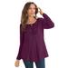 Plus Size Women's Lace Yoke Pullover by Roaman's in Dark Berry (Size 2X) Sweater