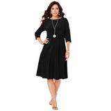 Plus Size Women's Velour Swing Drape Dress by Roaman's in Black (Size 42/44)