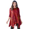 Plus Size Women's Handkerchief Hem Ultimate Tunic by Roaman's in Red Patchwork (Size 2X) Long Shirt