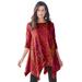 Plus Size Women's Handkerchief Hem Ultimate Tunic by Roaman's in Red Patchwork (Size 1X) Long Shirt