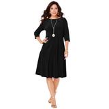 Plus Size Women's Velour Swing Drape Dress by Roaman's in Black (Size 14/16)