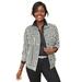 Plus Size Women's Classic Cotton Denim Jacket by Jessica London in Ivory Houndstooth (Size 32) 100% Cotton Jean Jacket