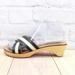 Coach Shoes | Coach Eliana Black White Criss Cross Strap Slides Low Heel Wood Sandals Size 6 B | Color: Black | Size: 6