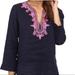 Lilly Pulitzer Tops | Lilly Pulitzer Amelia Island Tunic Top Navy Linen Embroidered Resort Cruise | Color: Blue/Pink | Size: S