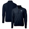 Men's Cutter & Buck Navy Howard Bison Big Tall Cascade Eco Sherpa Fleece Quarter-Zip Jacket