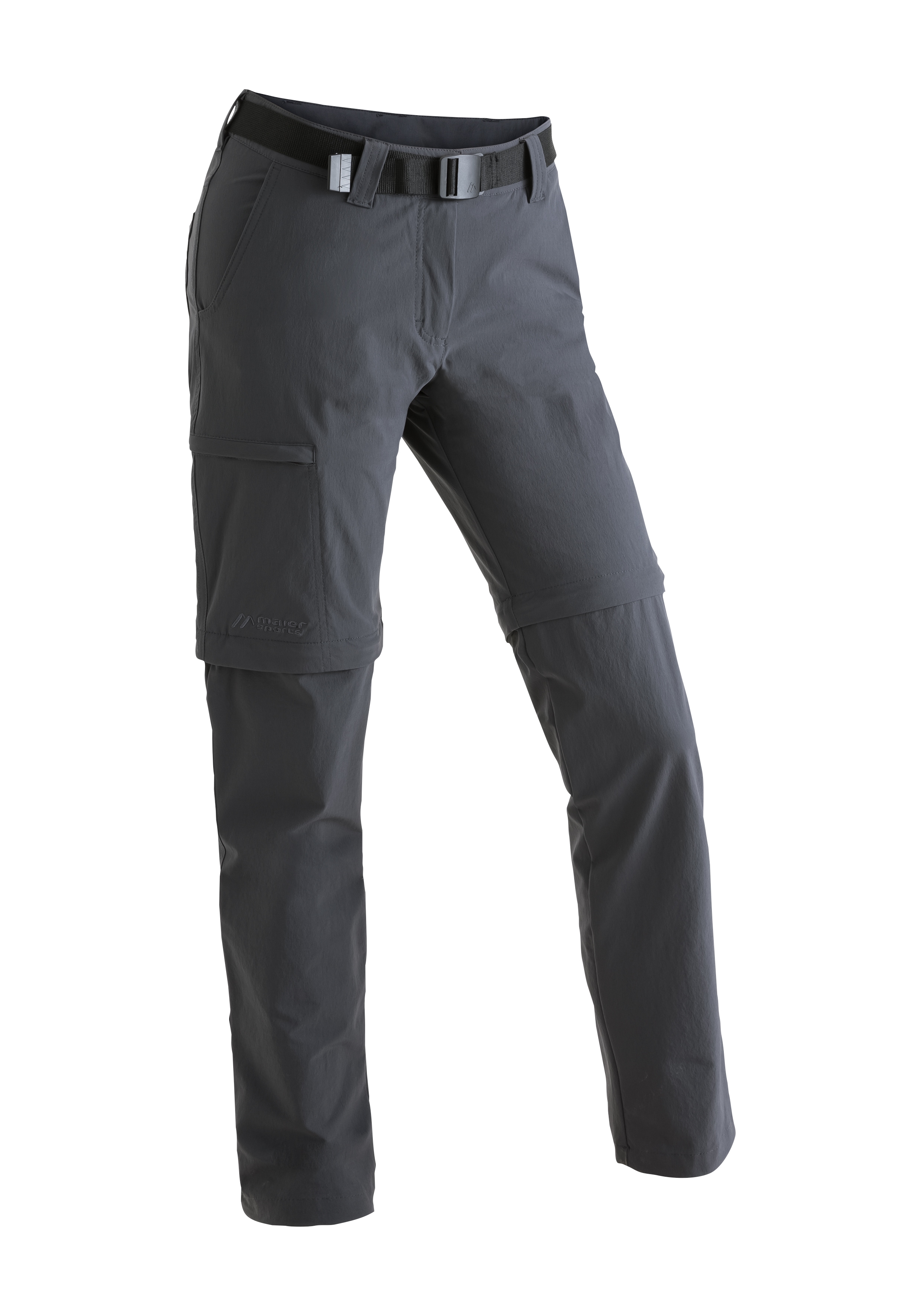 Funktionshose MAIER SPORTS "Inara slim zip", Damen, Gr. 42, Normalgrößen, grau, 90% Polyamid, 10% Elasthan, Hosen, Damen Wanderhose, zipp-off Outdoor-Hose, 4 Taschen, Slim Fit Image