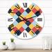 Designart, 'Retro Abstract Minimal Colorful Geometric Designs IV' Mid-Century Modern wall clock