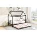 Twin Size Metal House Shape Platform Bed with Twin Size Trundle Bed