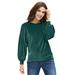 Plus Size Women's Full Sleeve Velour Top by ellos in Deep Emerald (Size 26/28)