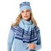 Plus Size Women's Fair Isle Hat & Scarf Set by Roaman's in Soft Sky