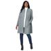 Plus Size Women's Leather Swing Coat by Jessica London in Grey Sky (Size 28) Leather Jacket