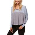 Free People Tops | Free People Cloud Nine Blue Colorblock Long Sleeve Scoop Neck Tee Womens Large | Color: Blue | Size: L