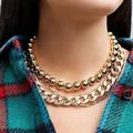 Free People Jewelry | 3pcs Gold Plated Layered Chunky Necklace Choker | Color: Gold | Size: Os